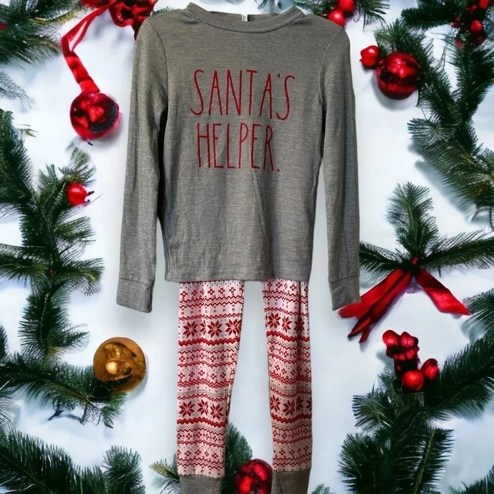NWT Rae Dunn 2t and 7 gender neutral Christmas‎ pajamas.